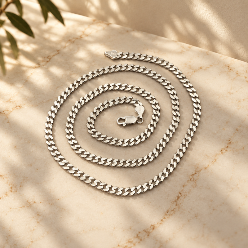 REGENT - 925 Sterling Silver Cuban Chain Necklace