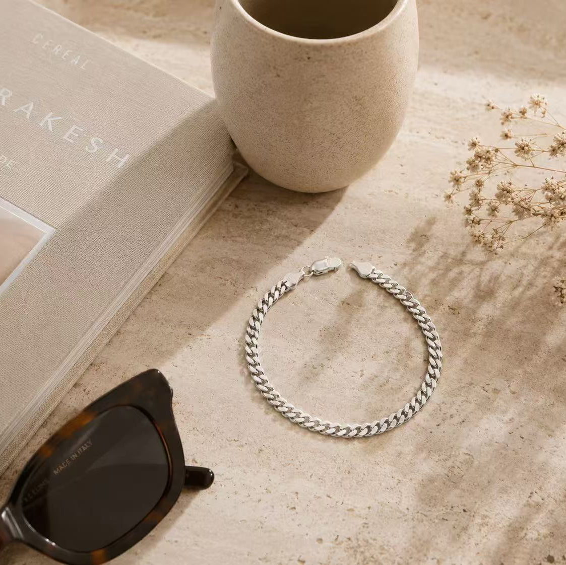 MONARCH - 925 Sterling Silver Cuban Chain Bracelet