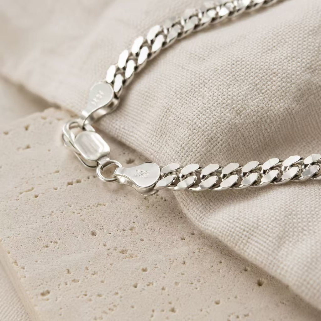 MONARCH - 925 Sterling Silver Cuban Chain Bracelet