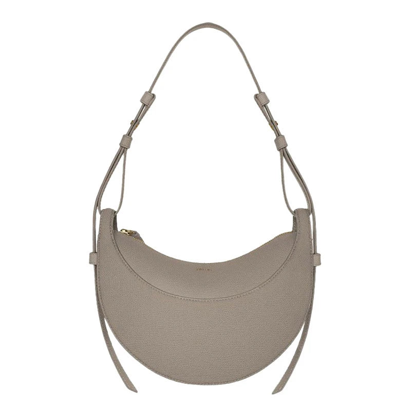 SAC LITCHI - Genuine Leather Half-Moon Bag