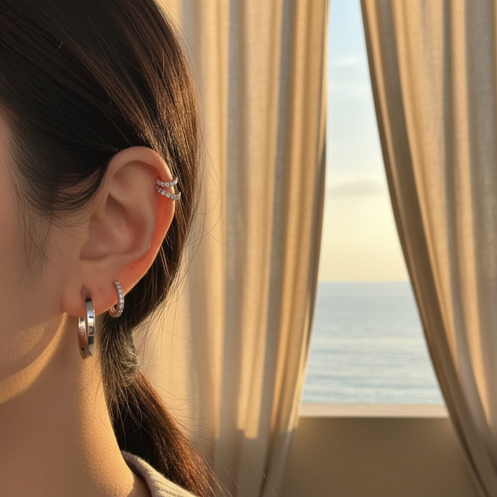 NICOLE - 925 Sterling Silver Hoop Moissanite Earrings
