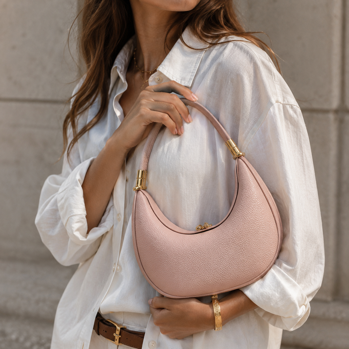 VIVIENNE - Genuine Leather Half-Moon Bag
