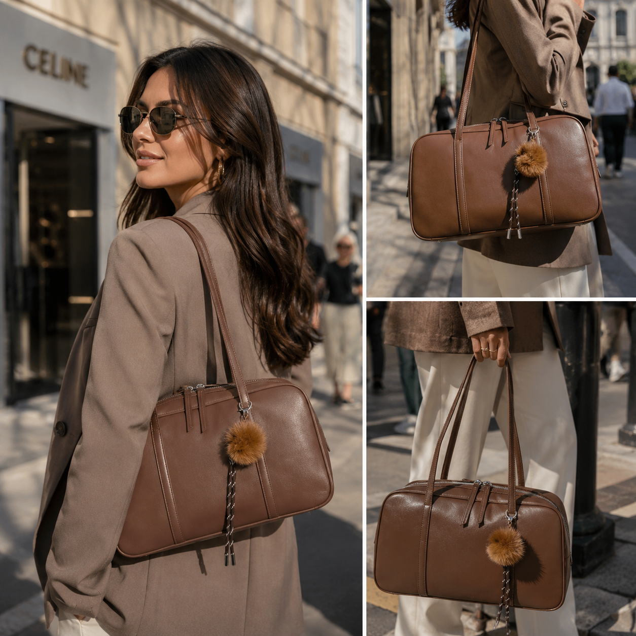 CELINE - Genuine Leather Boston Bag