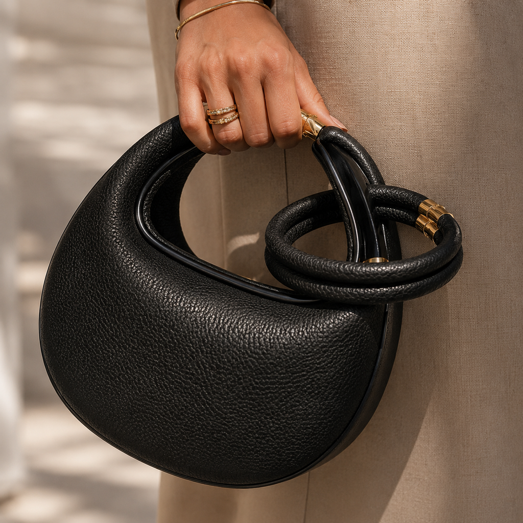 VIVIENNE - Genuine Leather Half-Moon Bag