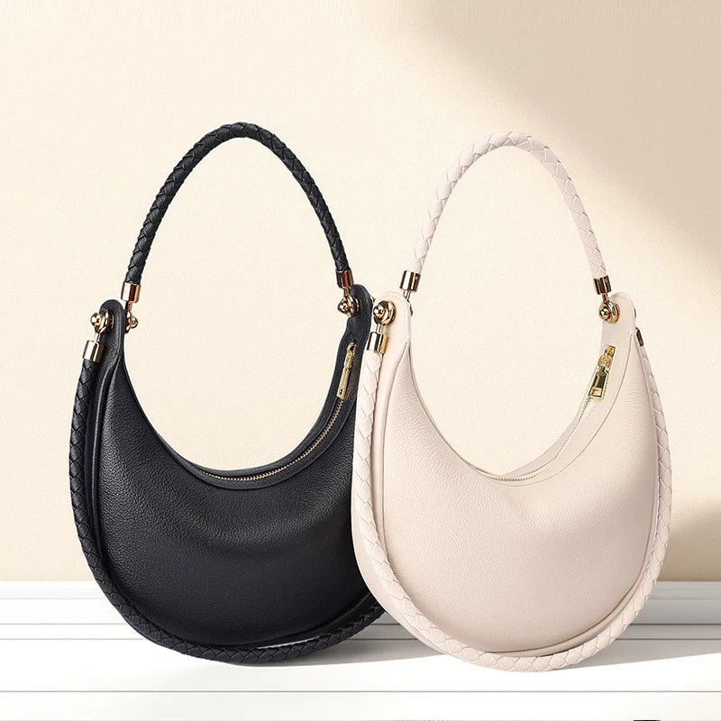 SÉLÈNE - Genuine Leather Crescent Bag