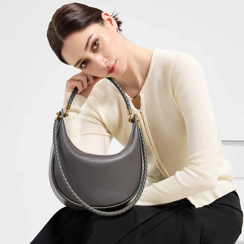 SÉLÈNE - Genuine Leather Crescent Bag