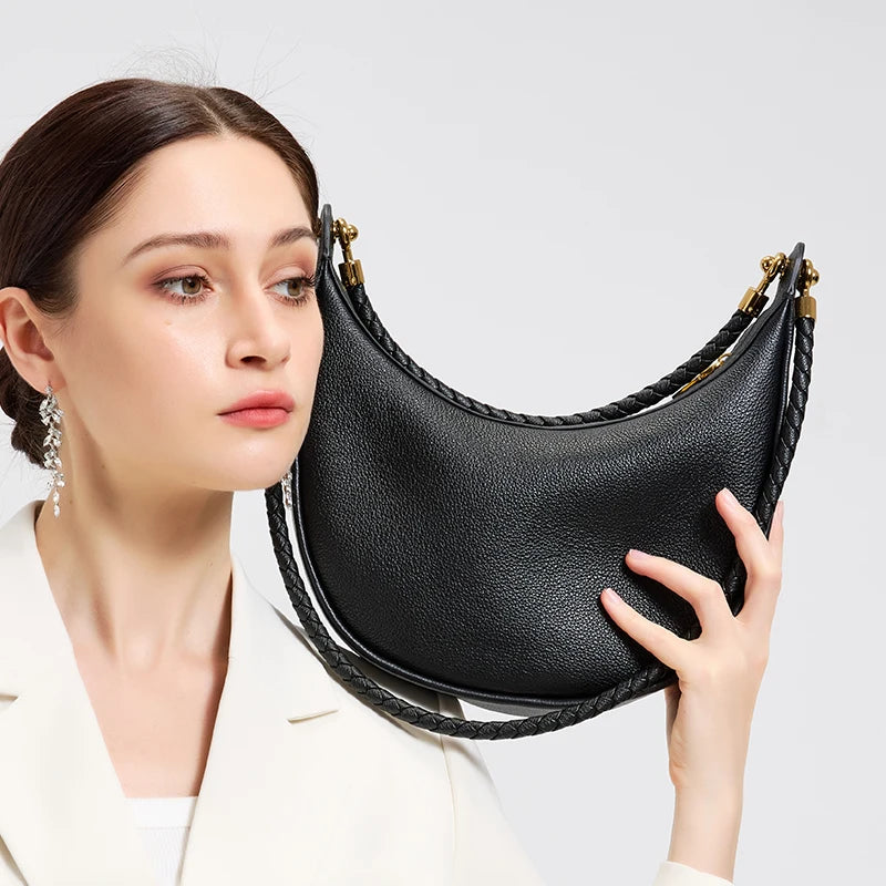 SÉLÈNE - Genuine Leather Crescent Bag
