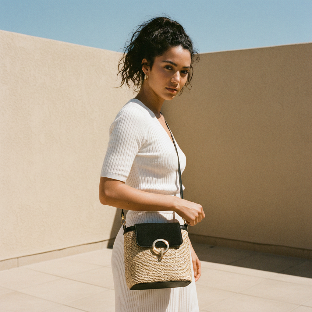 WILÈNE - Woven Straw Flap Bag