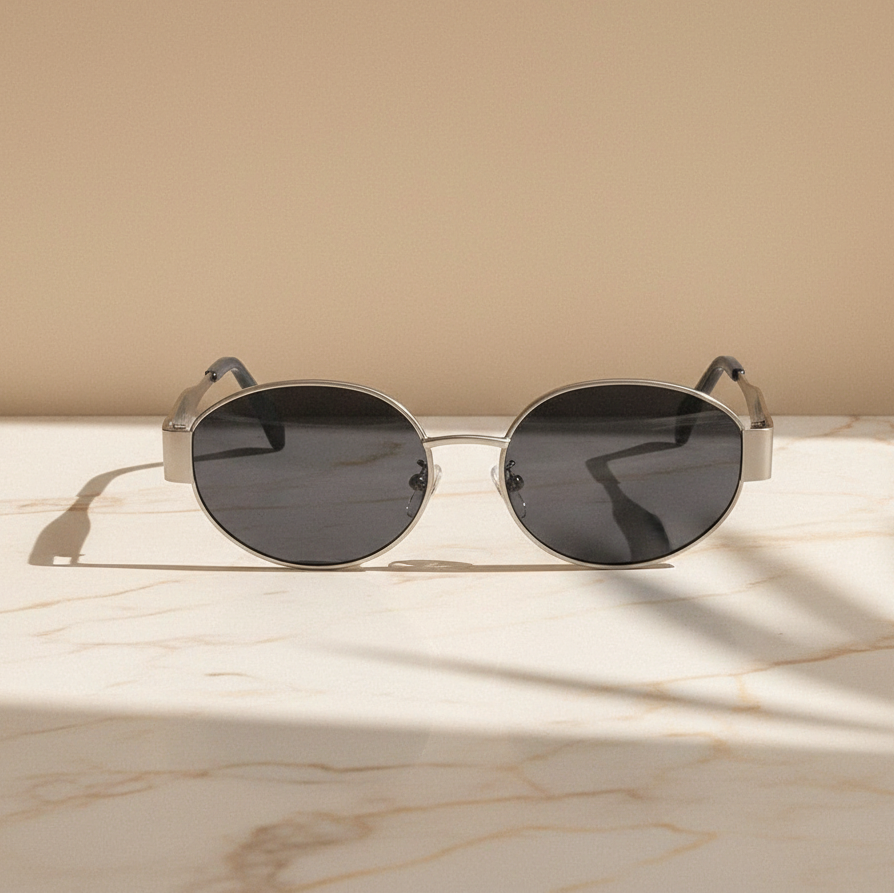 AMARETTO - Metal Temple Oval Sunglasses