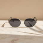AMARETTO - Metal Temple Oval Sunglasses