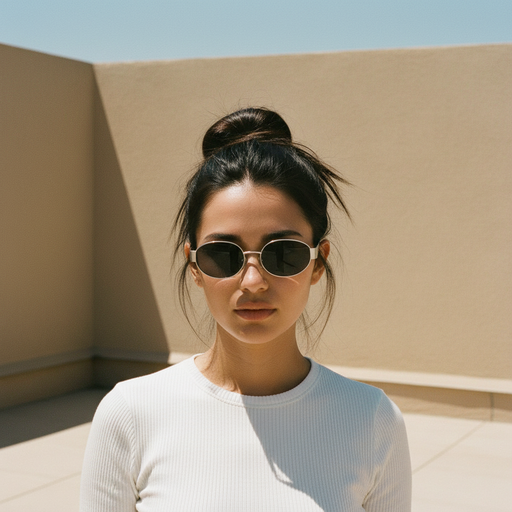 AMARETTO - Metal Temple Oval Sunglasses