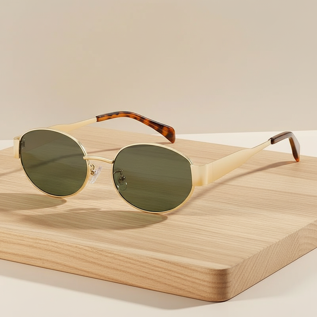 AMARETTO - Metal Temple Oval Sunglasses