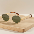 AMARETTO - Metal Temple Oval Sunglasses