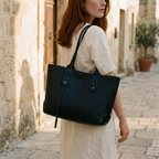 ARDÈNE - Woven Vegan Leather Structured Tote Bag