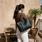 ARDÈNE - Woven Vegan Leather Structured Tote Bag