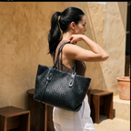 ARDÈNE - Woven Vegan Leather Structured Tote Bag