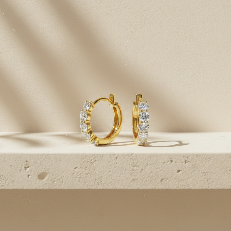ARYA - 925 Sterling Silver Moissanites Hoop Earrings