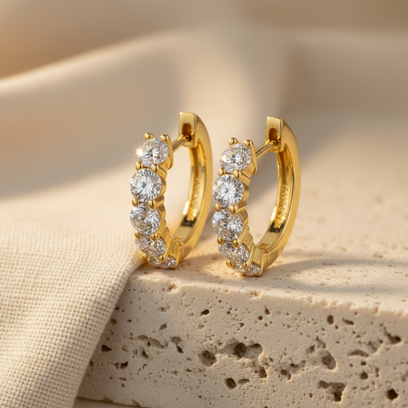 ARYA - 925 Sterling Silver Moissanites Hoop Earrings