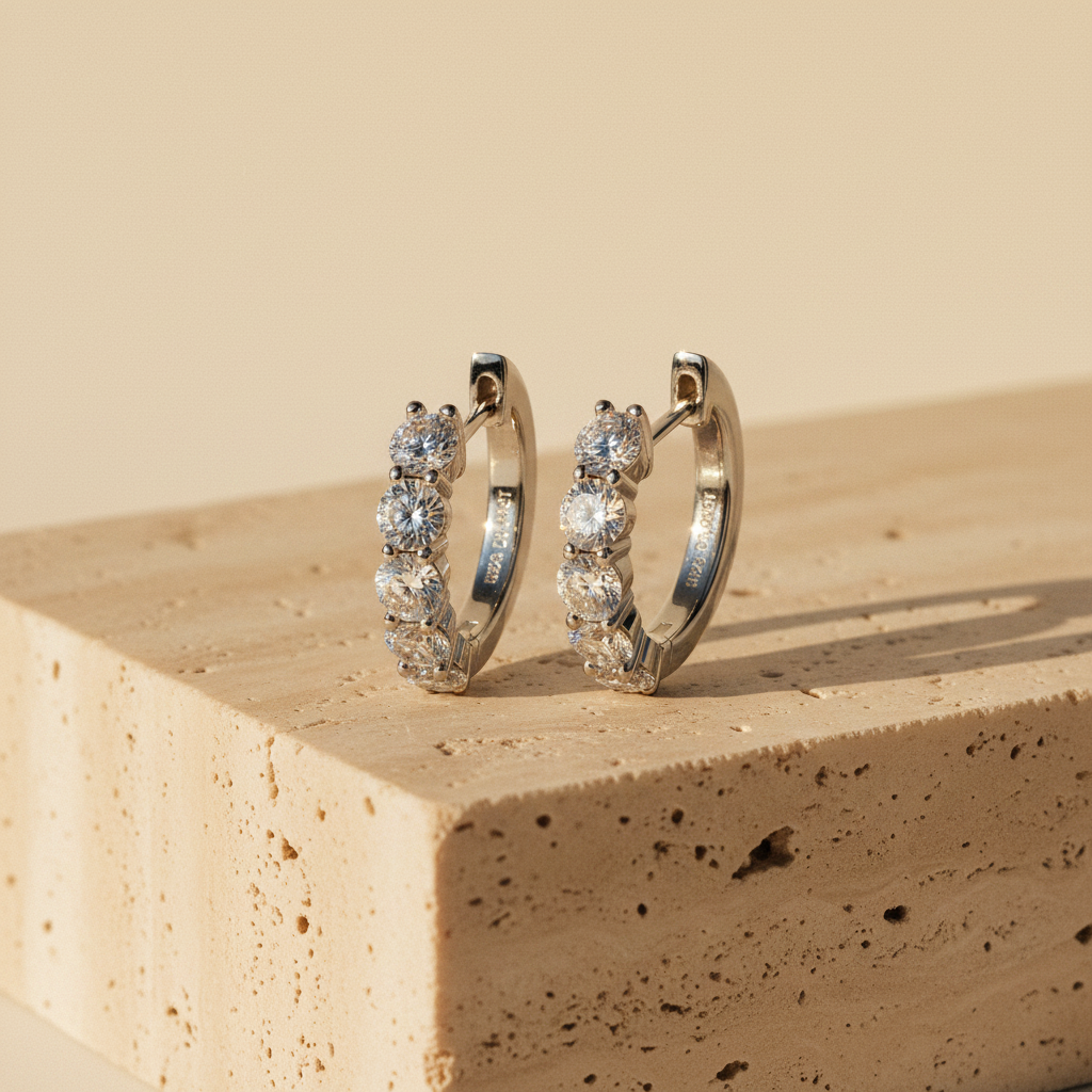 ARYA - 925 Sterling Silver Moissanites Hoop Earrings