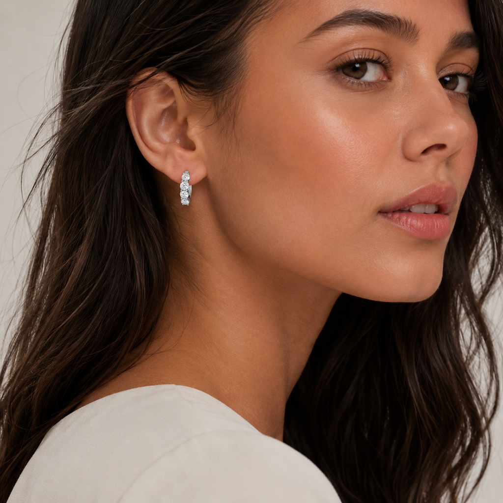 ARYA - 925 Sterling Silver Moissanites Hoop Earrings