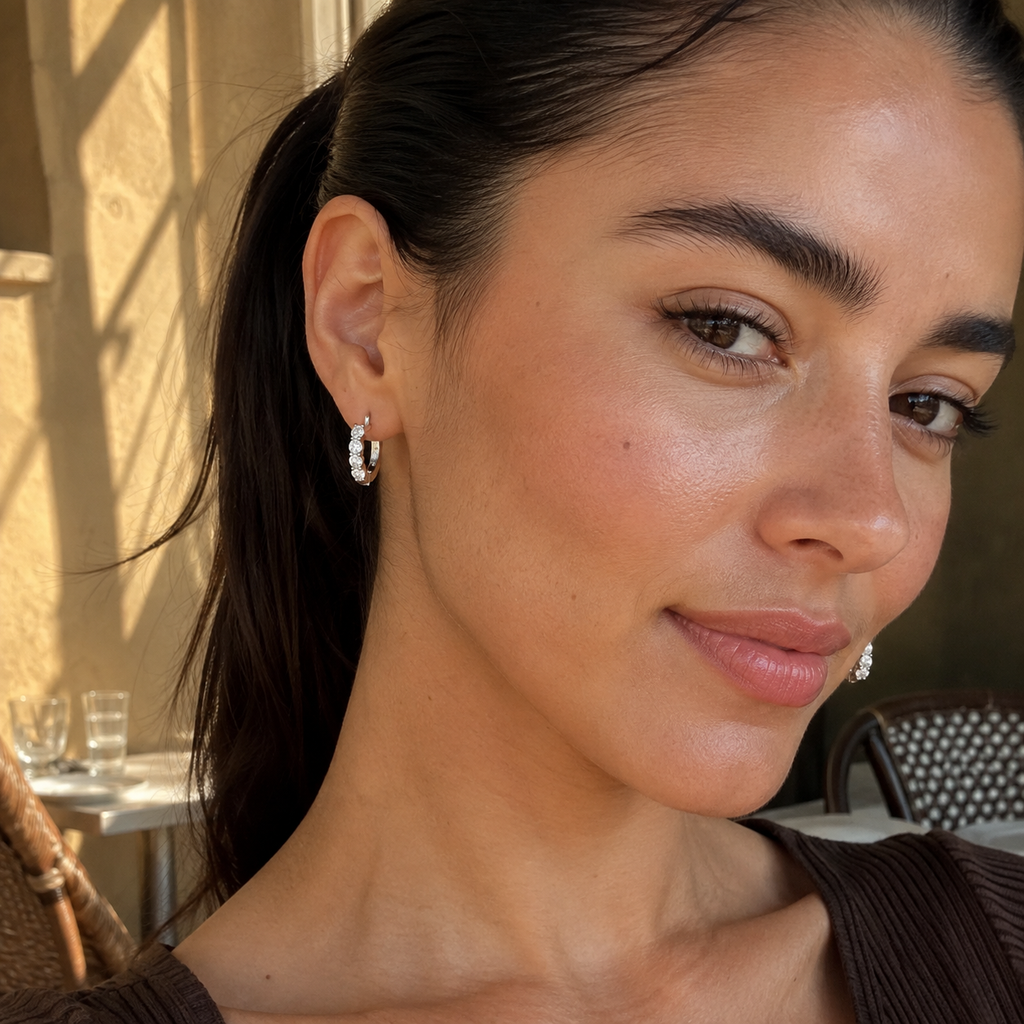 ARYA - 925 Sterling Silver Moissanite Hoop Earrings