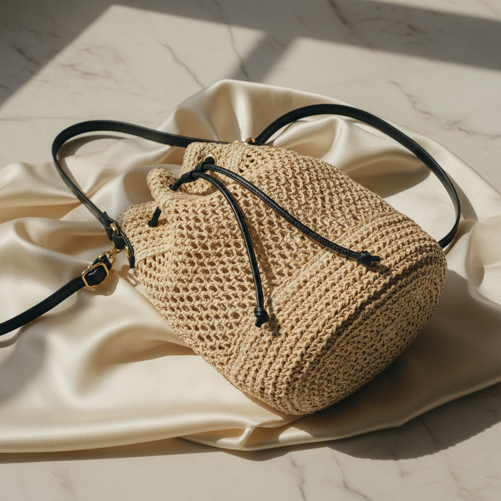CAPRI - Woven Straw Bucket Bag