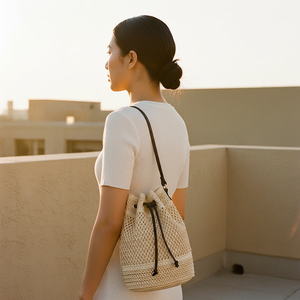 CAPRI - Woven Straw Bucket Bag