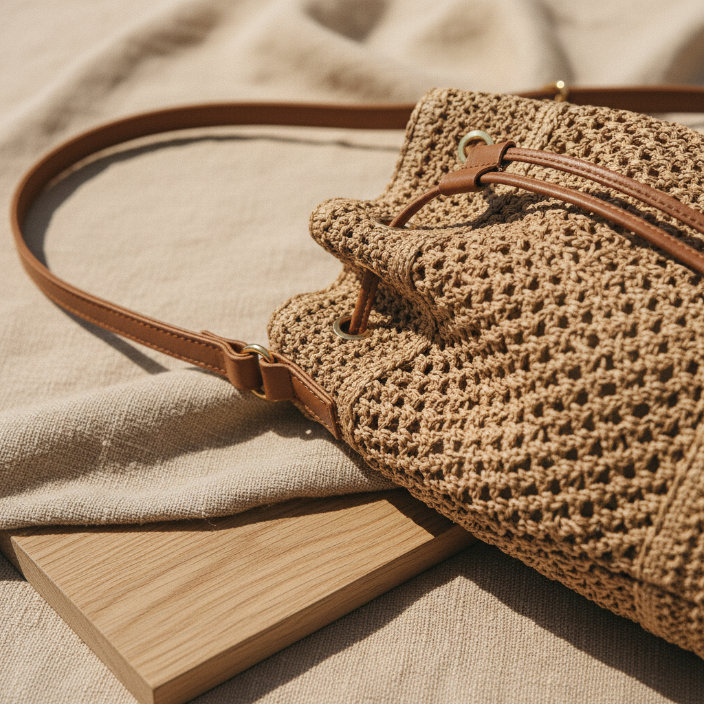 CAPRI - Woven Straw Bucket Bag