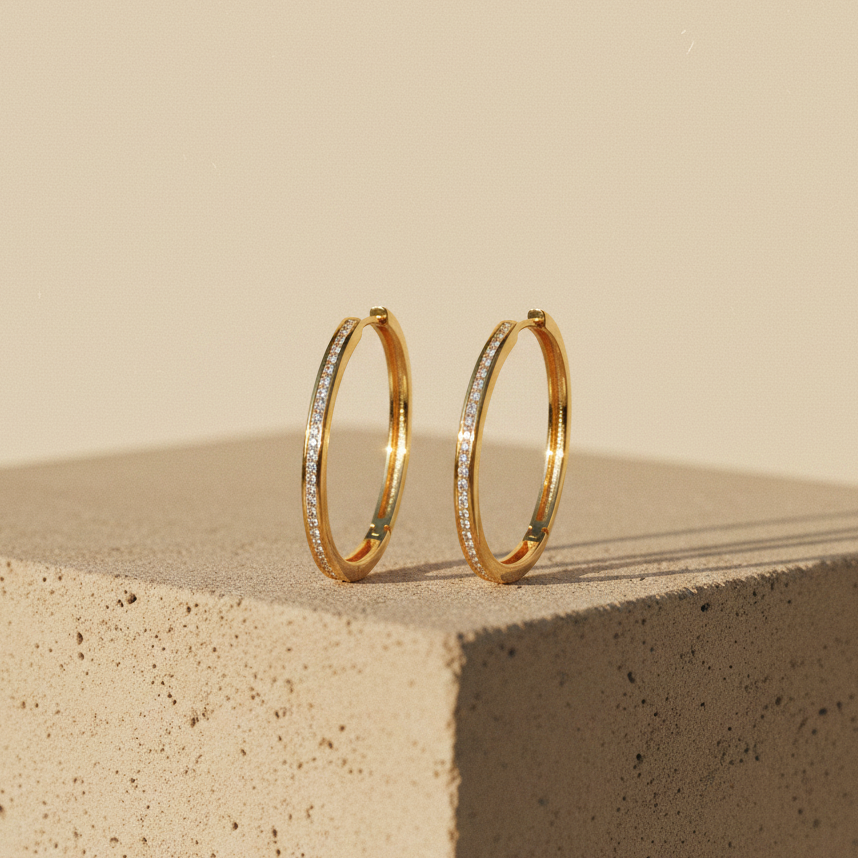 CASSIE - 925 Sterling Silver Hoop Moissanite Earrings