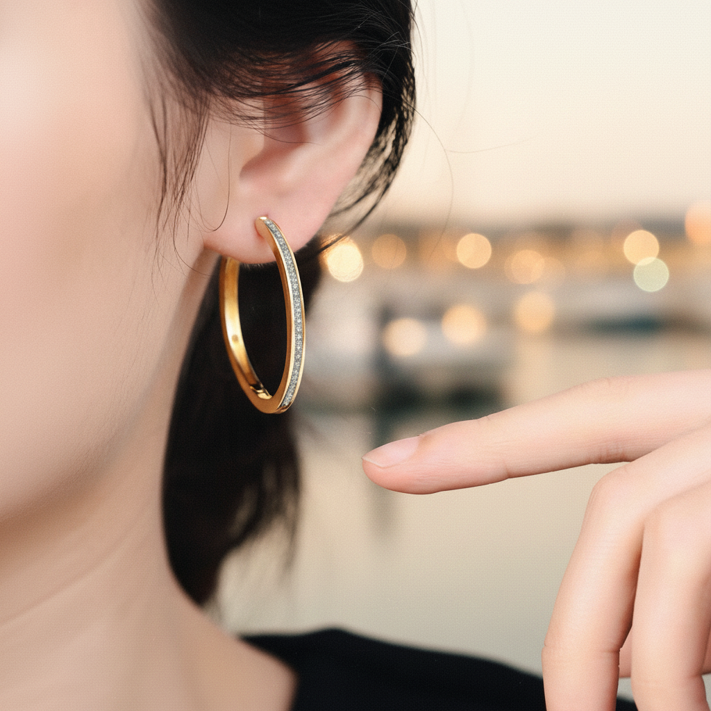 CASSIE - 925 Sterling Silver Hoop Moissanite Earrings