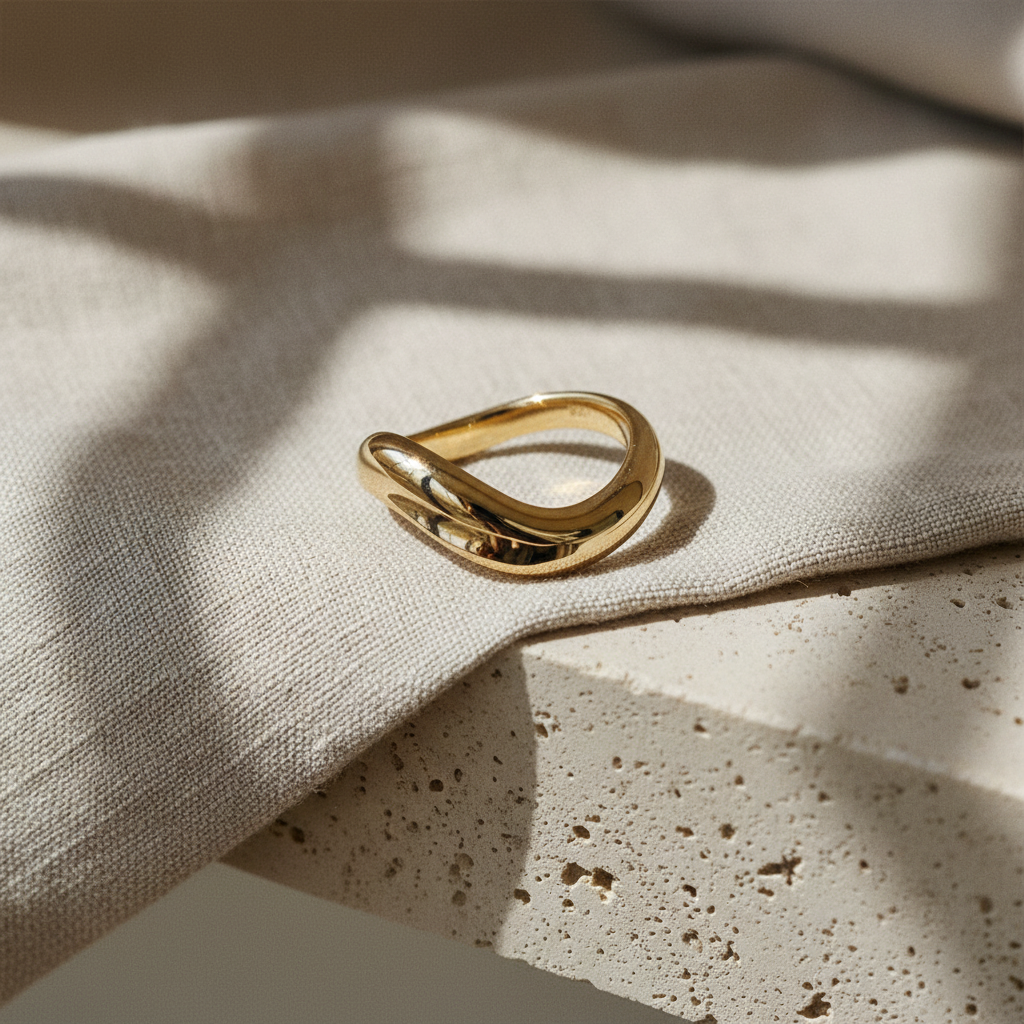 CELESTE - Thick 18K Gold Vermeil  925 Sterling Silver Curved Ring