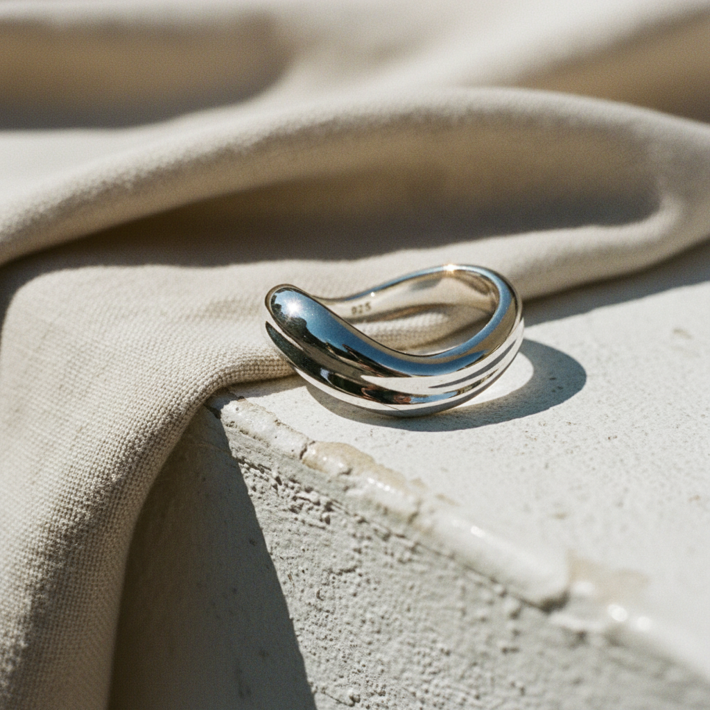 CELESTE - Thick 18K Gold Vermeil  925 Sterling Silver Curved Ring