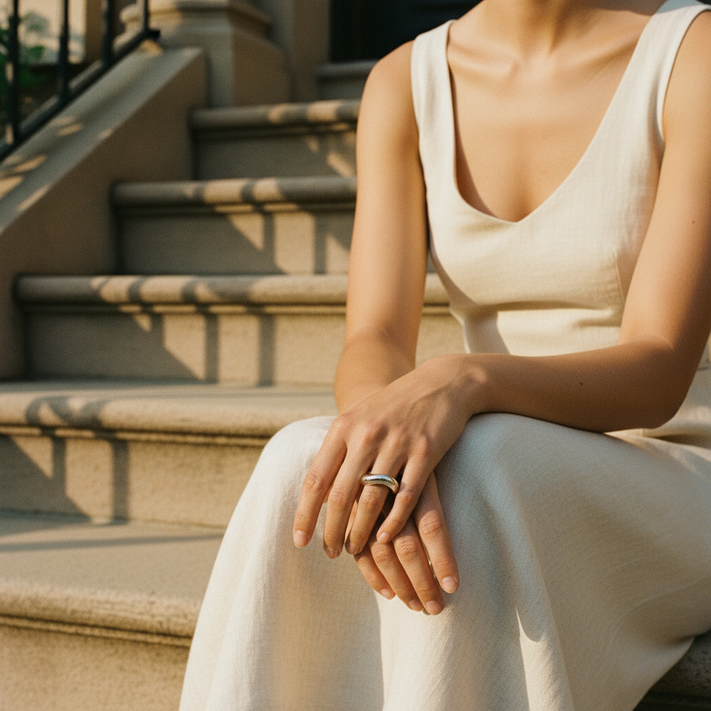 CELESTE - Thick 18K Gold Vermeil  925 Sterling Silver Curved Ring