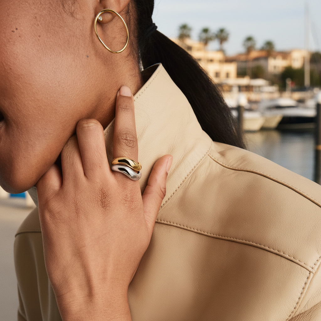 CELESTE - Thick 18K Gold Vermeil  925 Sterling Silver Curved Ring