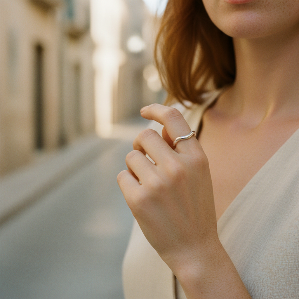 AQUA - 925 Sterling Silver Minimalist Ring