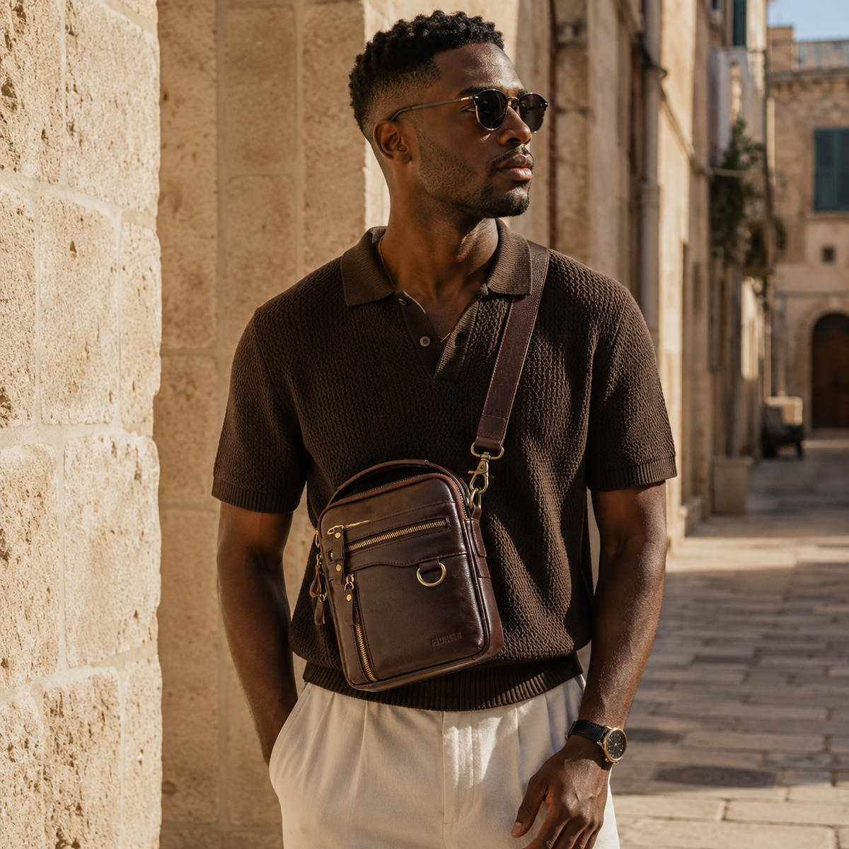 FRÈRE AÎNÉ - Genuine Leather Crossbody Bag