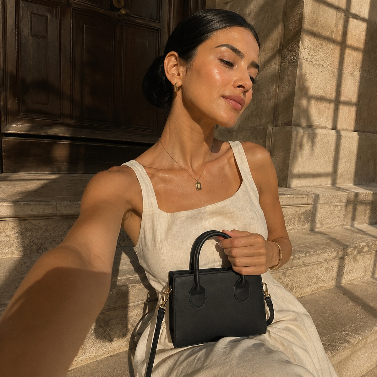 GOUTTE DE PLUIE - Compact Vegan Leather Satchel Bag