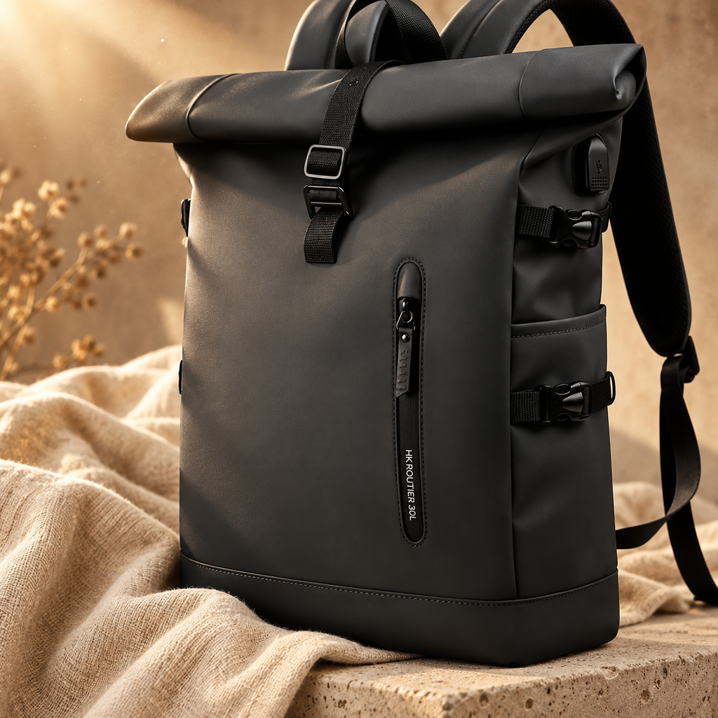 HK 30L - Waterproof Oxford Roll Top Backpack