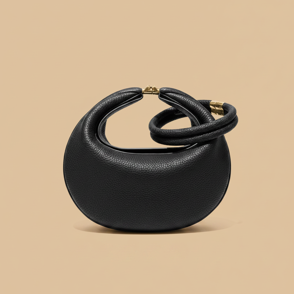 NOÉMIE - Sac demi-lune en cuir véritable