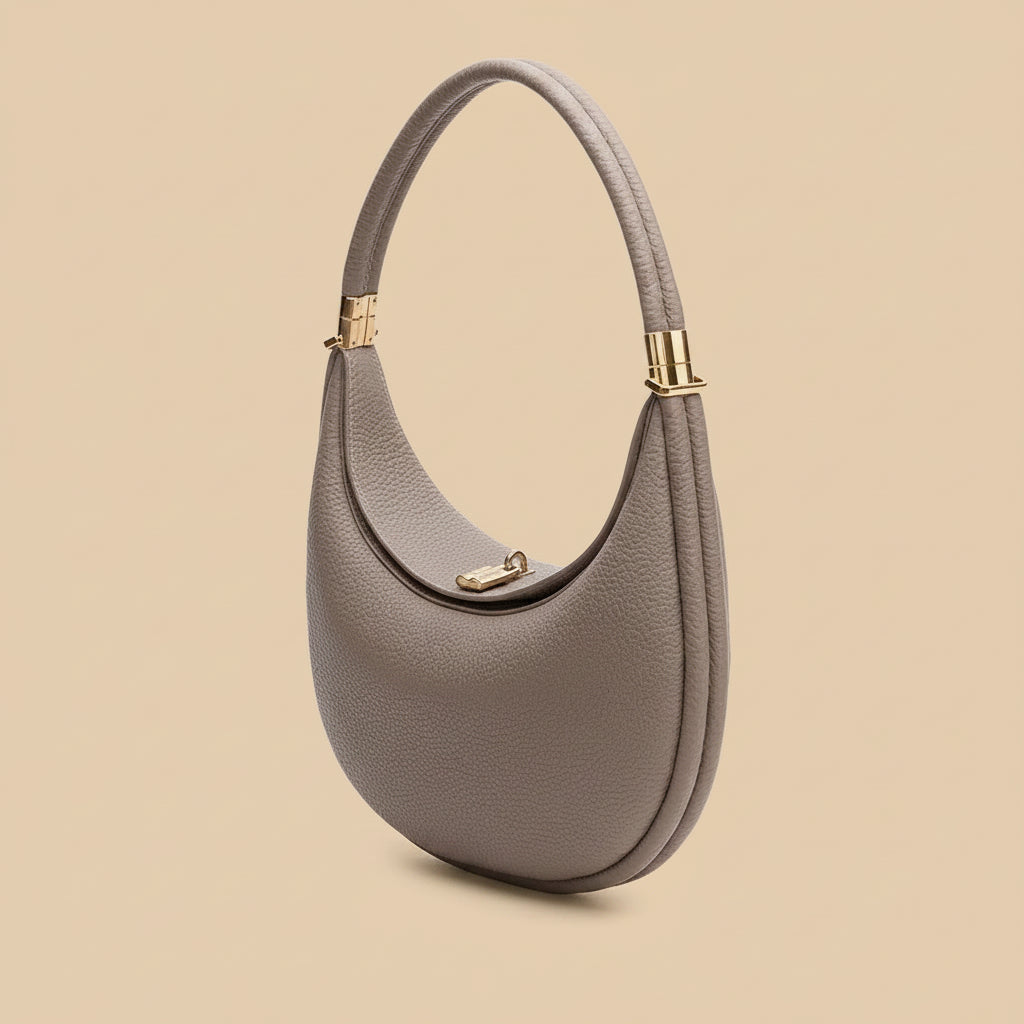 NOÉMIE - Sac demi-lune en cuir véritable