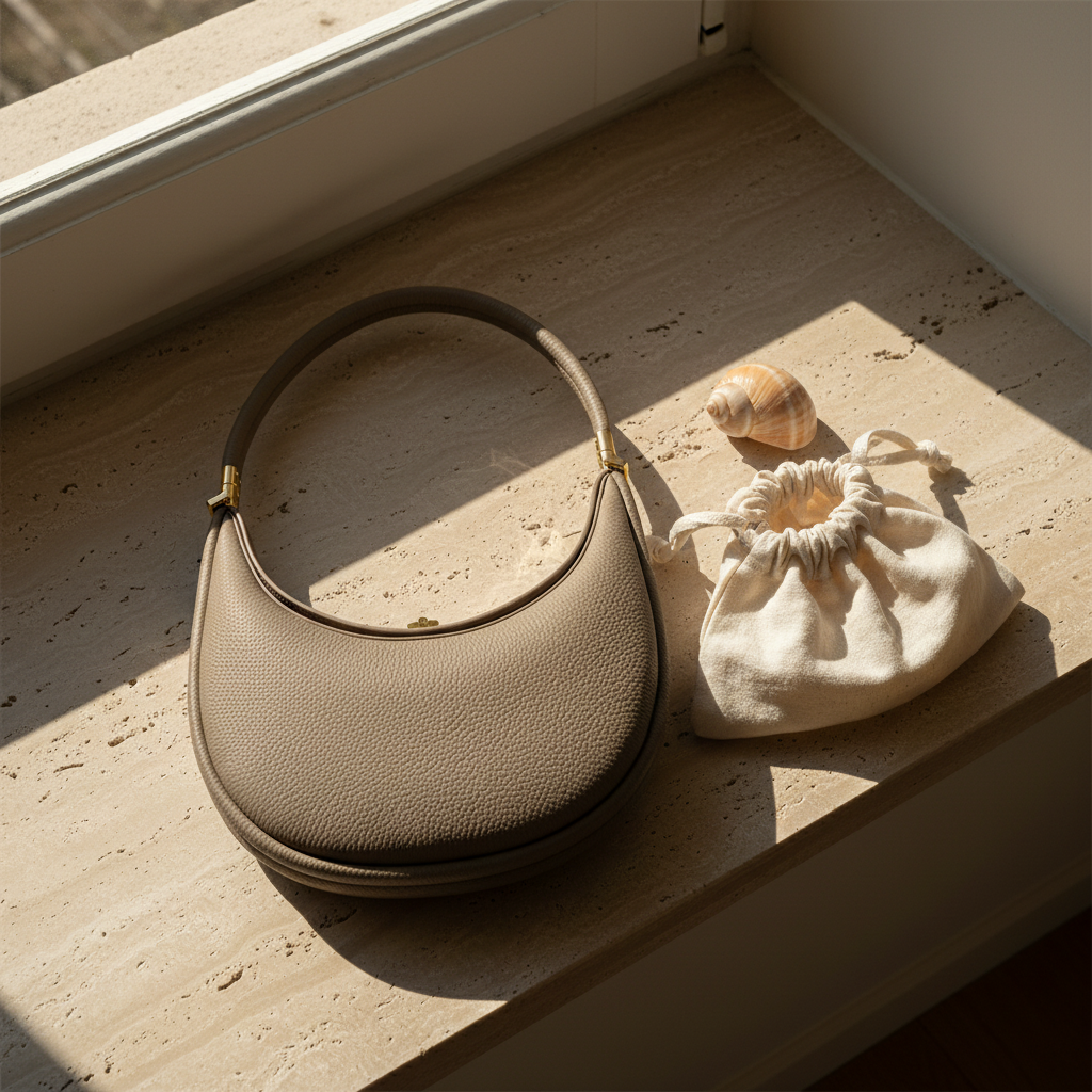 NOÉMIE - Sac demi-lune en cuir véritable