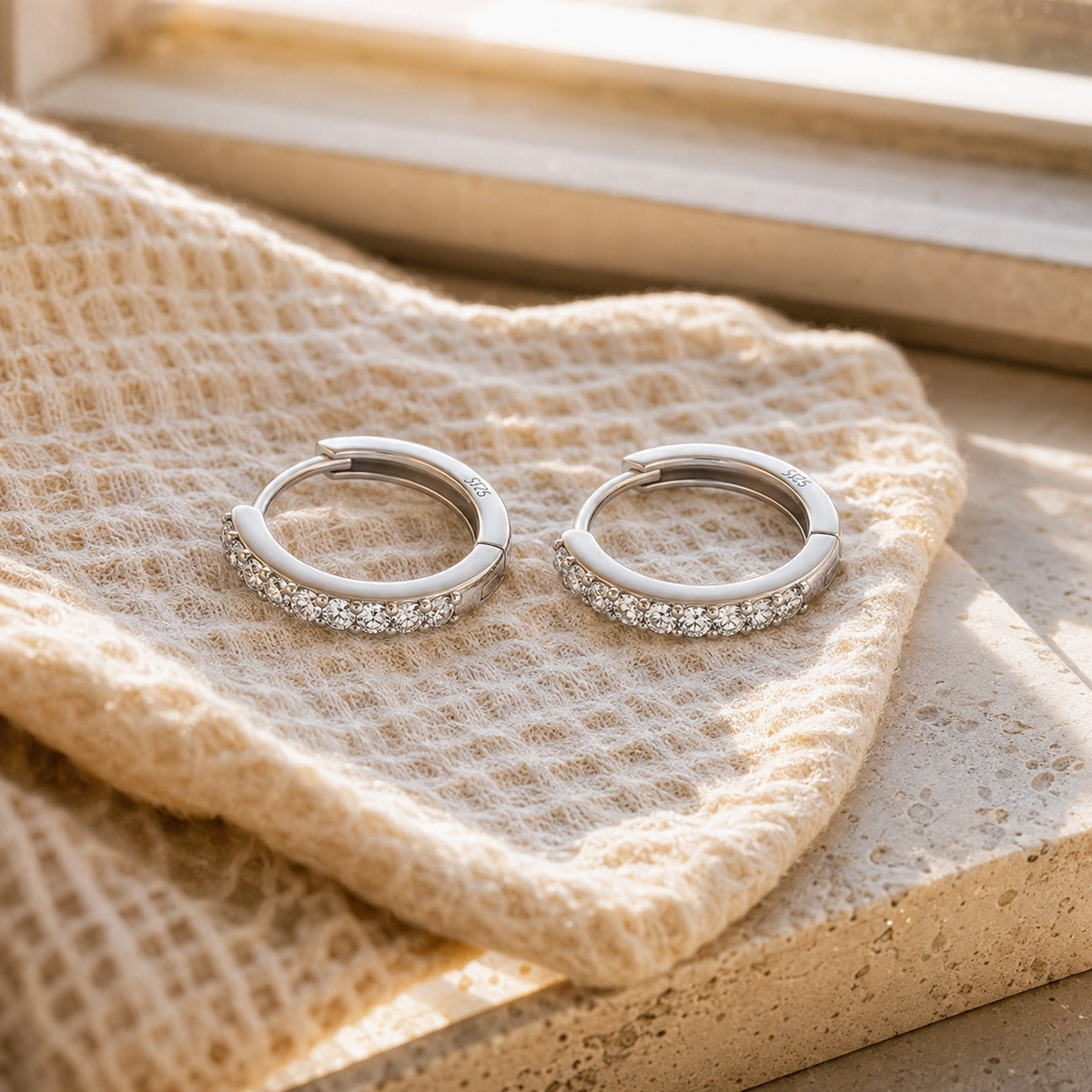 NICOLE - 925 Sterling Silver Moissanite Hoop Earrings