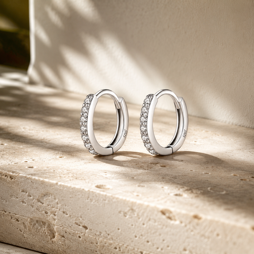 NICOLE - 925 Sterling Silver Moissanite Hoop Earrings
