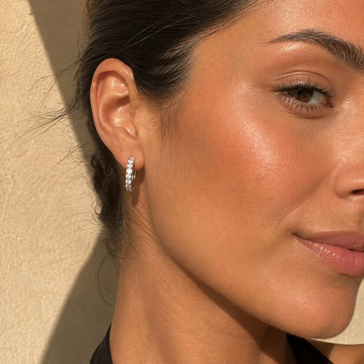 NICOLE - 925 Sterling Silver Moissanite Hoop Earrings