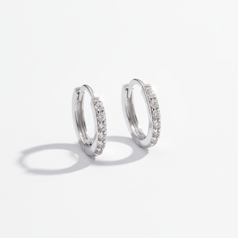 NICOLE - 925 Sterling Silver Hoop Moissanite Earrings