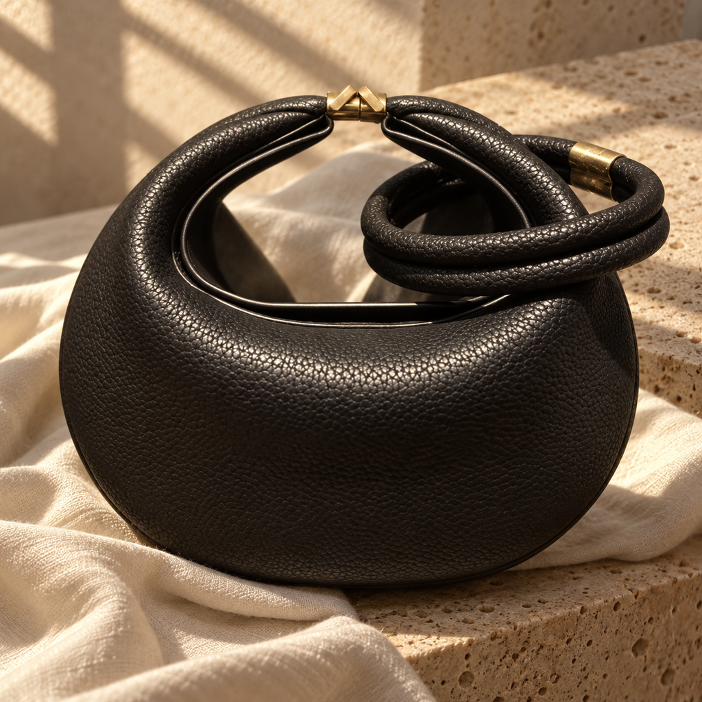 NOÉMIE - Sac demi-lune en cuir véritable