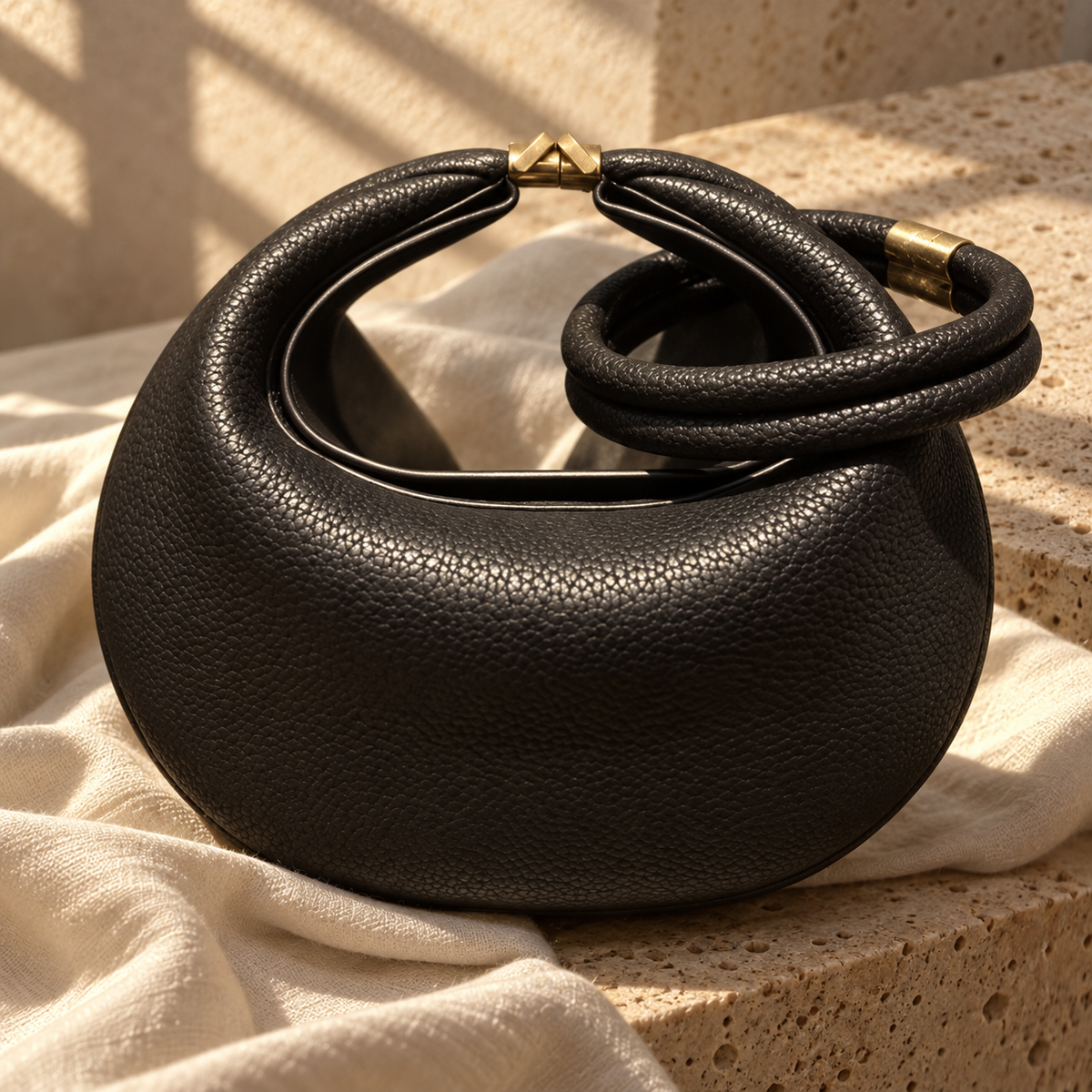 NOÉMIE - Sac demi-lune en cuir véritable