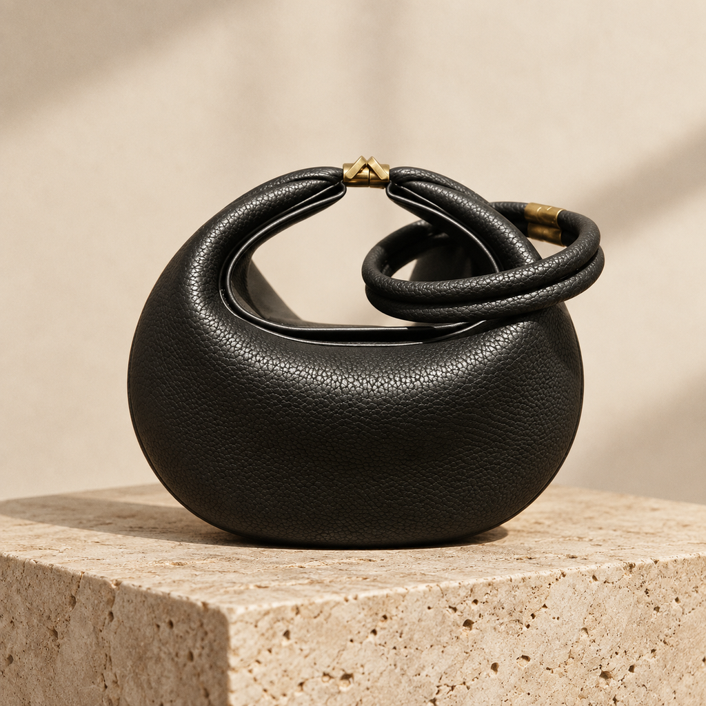 NOÉMIE - Sac demi-lune en cuir véritable