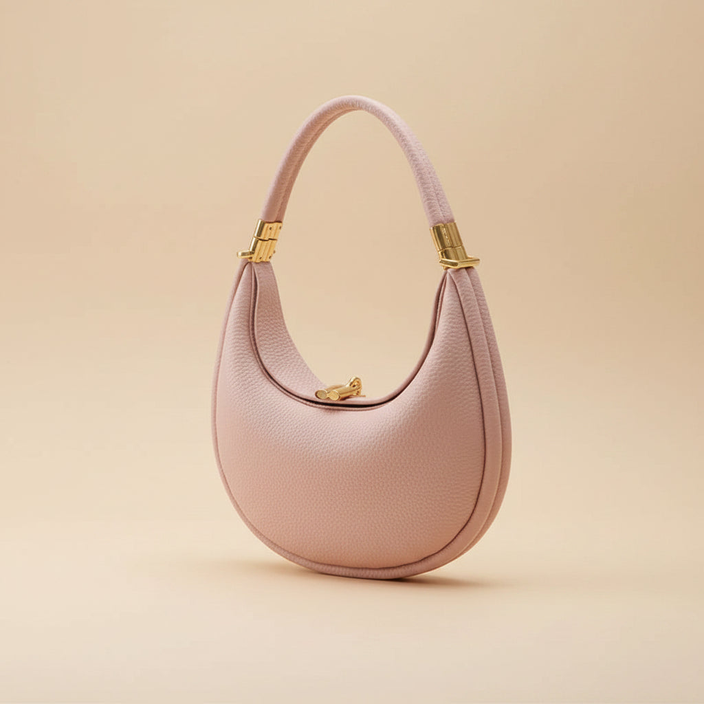NOÉMIE - Sac demi-lune en cuir véritable