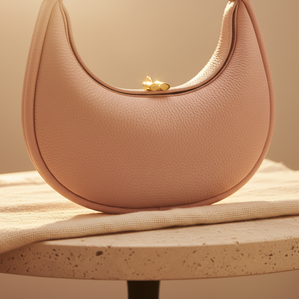 NOÉMIE - Sac demi-lune en cuir véritable